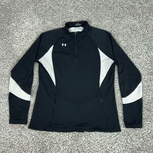Under Armour Pullover Womens Large Black 1/4 Zip Colorblock Running Top Athletic